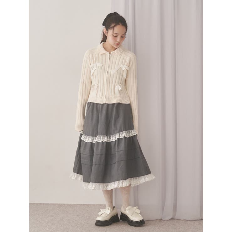 ribbon washed zip kinit | merry jenny | 詳細画像5 