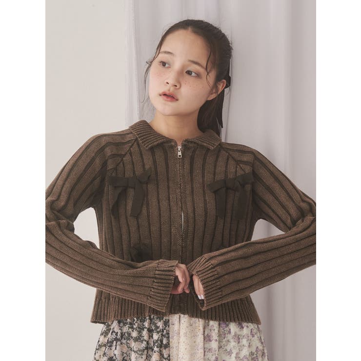 ribbon washed zip kinit | merry jenny | 詳細画像8 