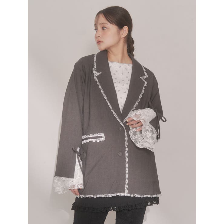 lace slit ribbon jacket | merry jenny | 詳細画像18 