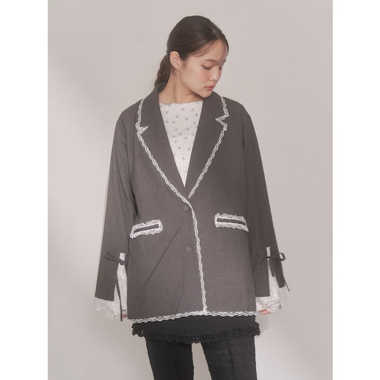 lace slit ribbon jacket | merry jenny | 詳細画像19 