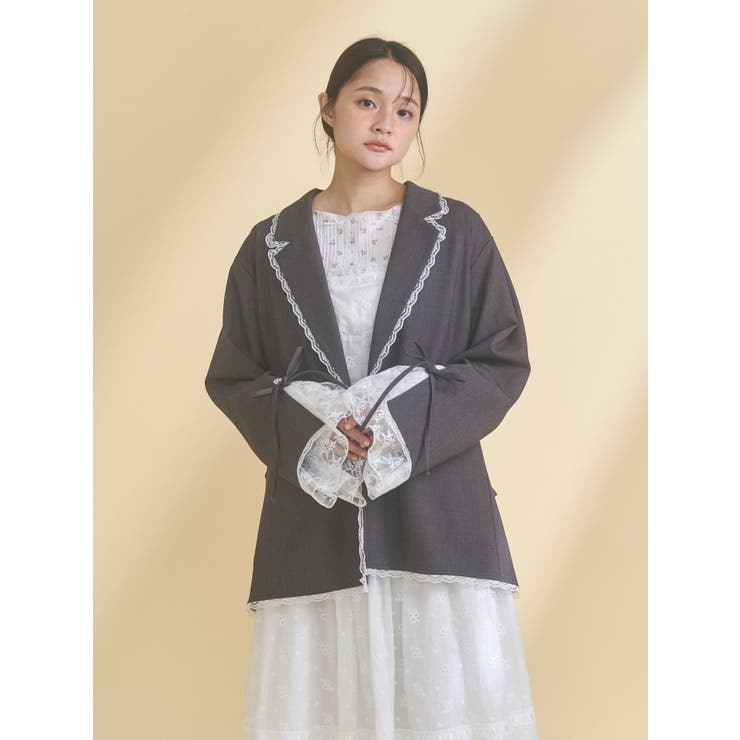 lace slit ribbon jacket | merry jenny | 詳細画像8 