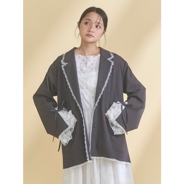 lace slit ribbon jacket | merry jenny | 詳細画像9 