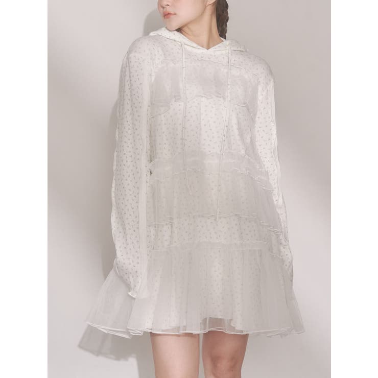 オフホワイト | ミルキーアイレットチュールワンピース | merry jenny