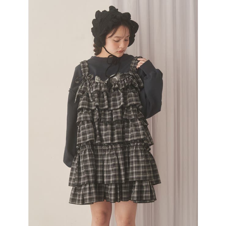 チェックホイップクリームミニワンピース | merry jenny | 詳細画像16 