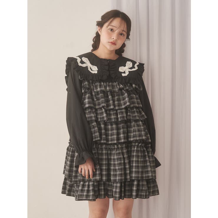 チェックホイップクリームミニワンピース | merry jenny | 詳細画像2 