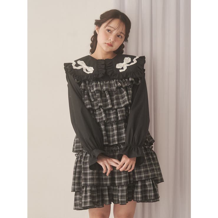 チェックホイップクリームミニワンピース | merry jenny | 詳細画像3 