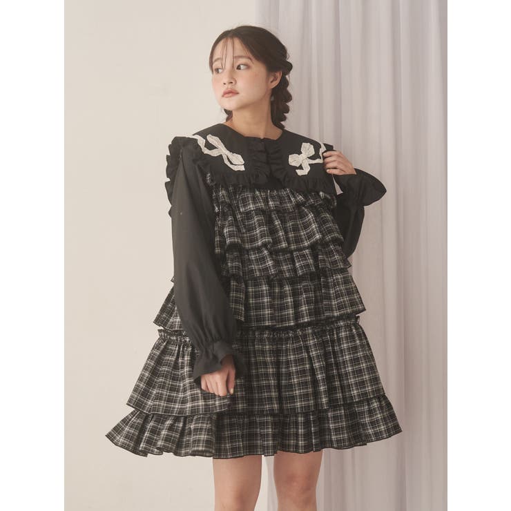 チェックホイップクリームミニワンピース | merry jenny | 詳細画像4 