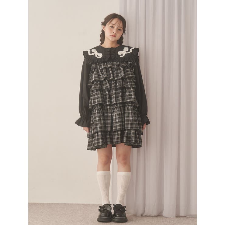 チェックホイップクリームミニワンピース | merry jenny | 詳細画像6 