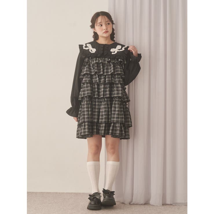 チェックホイップクリームミニワンピース | merry jenny | 詳細画像7 