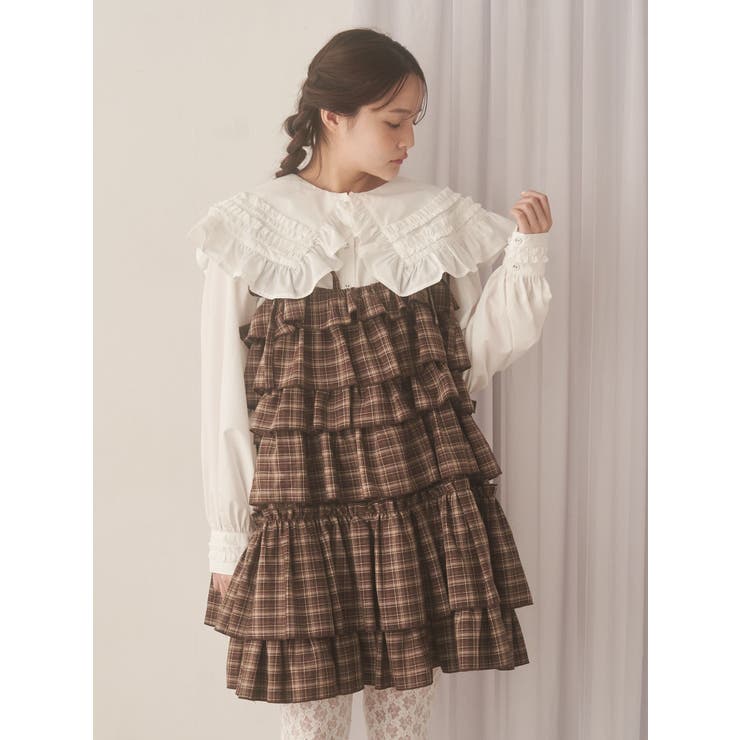 チェックホイップクリームミニワンピース | merry jenny | 詳細画像8 