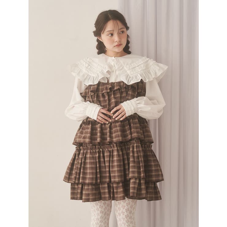 チェックホイップクリームミニワンピース | merry jenny | 詳細画像9 