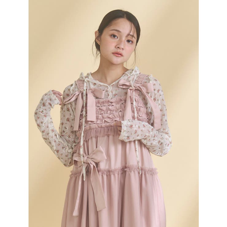 チュールリボンキャミワンピース | merry jenny | 詳細画像4 