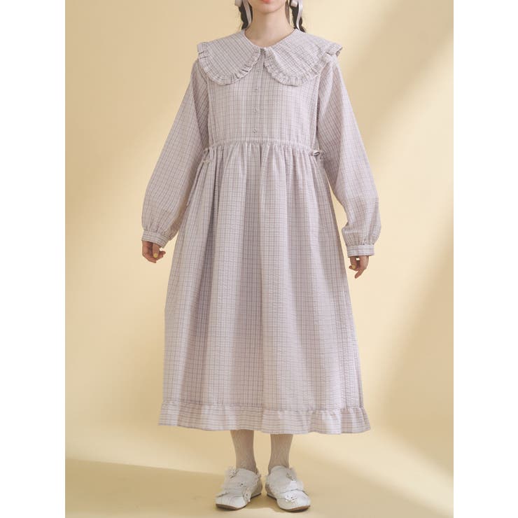 チェックフリルカラーワンピース | merry jenny | 詳細画像1 