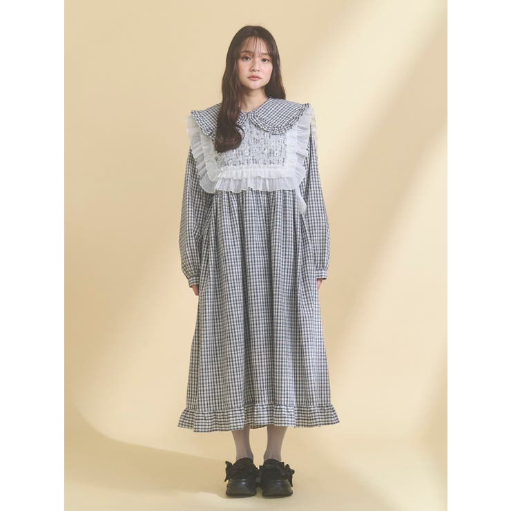 チェックフリルカラーワンピース | merry jenny | 詳細画像3 