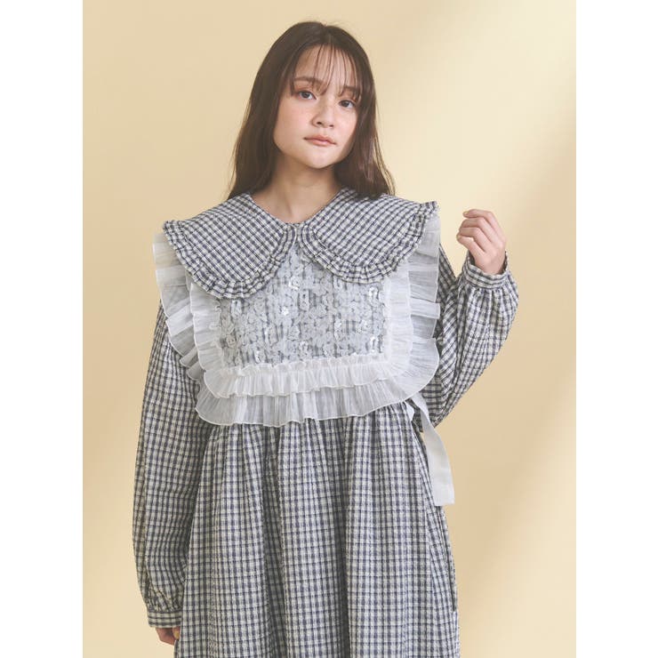 チェックフリルカラーワンピース | merry jenny | 詳細画像4 