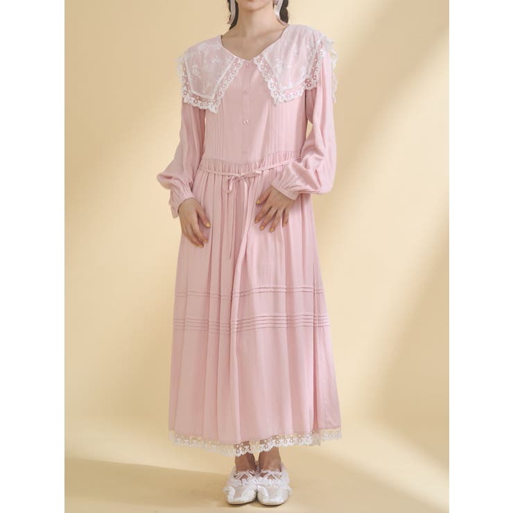 ピンク | airy lace collarワンピース | merry jenny