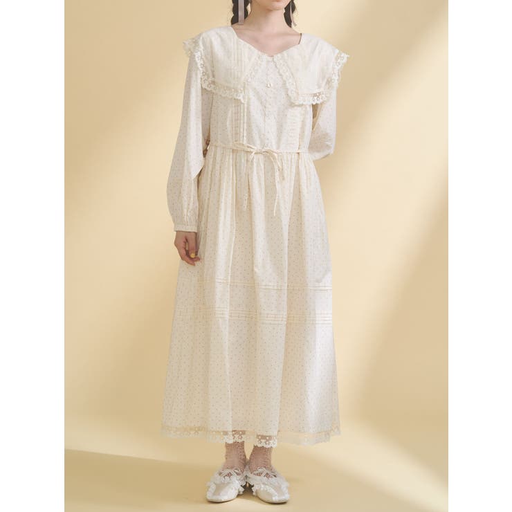 クリーム | airy lace collarワンピース | merry jenny