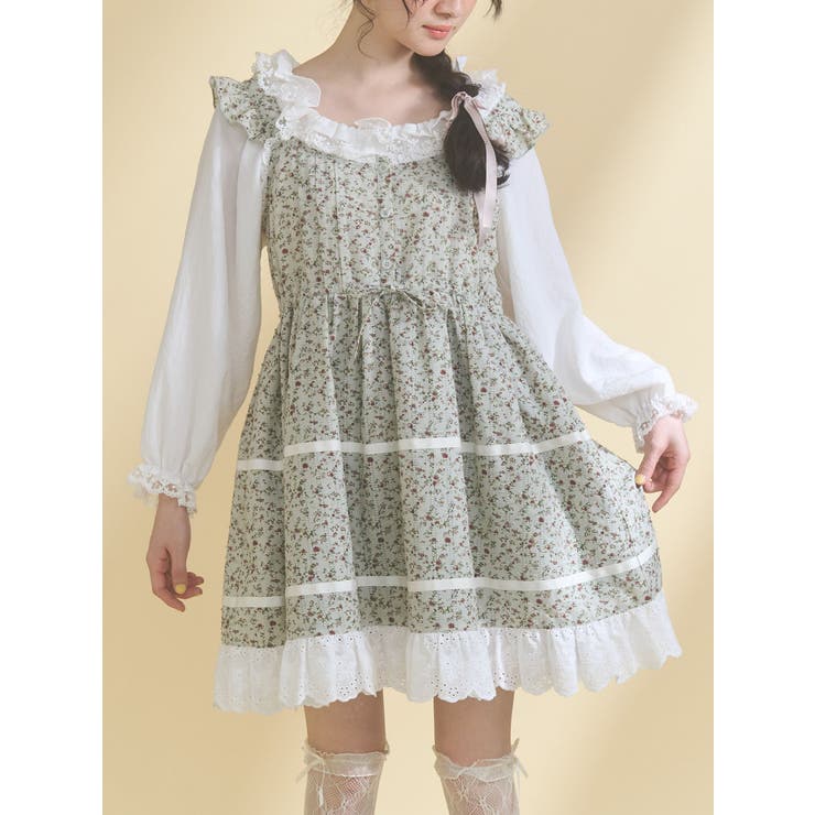 グリーン | petit flowerフレアミニワンピース | merry jenny