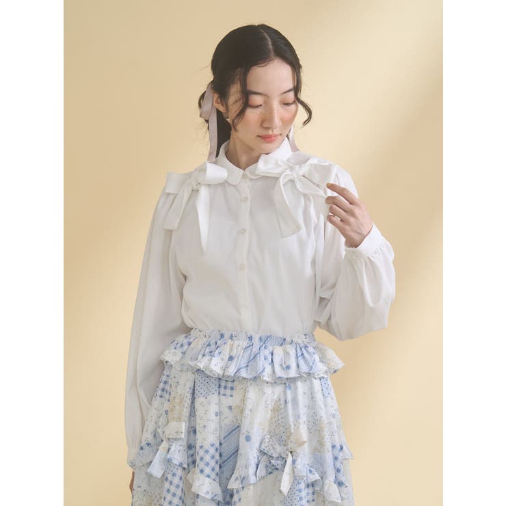 double ribbon blouse[品番：MKSW0067856]｜merry jenny（メリージェ二