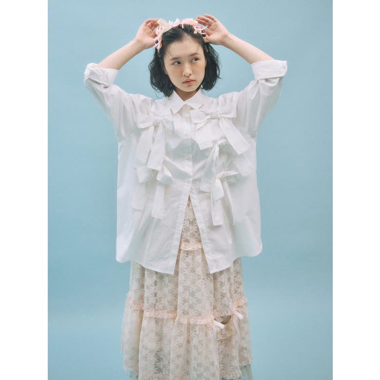 bon bon ribbon shirt[品番：MKSW0068389]｜merry jenny（メリージェ二
