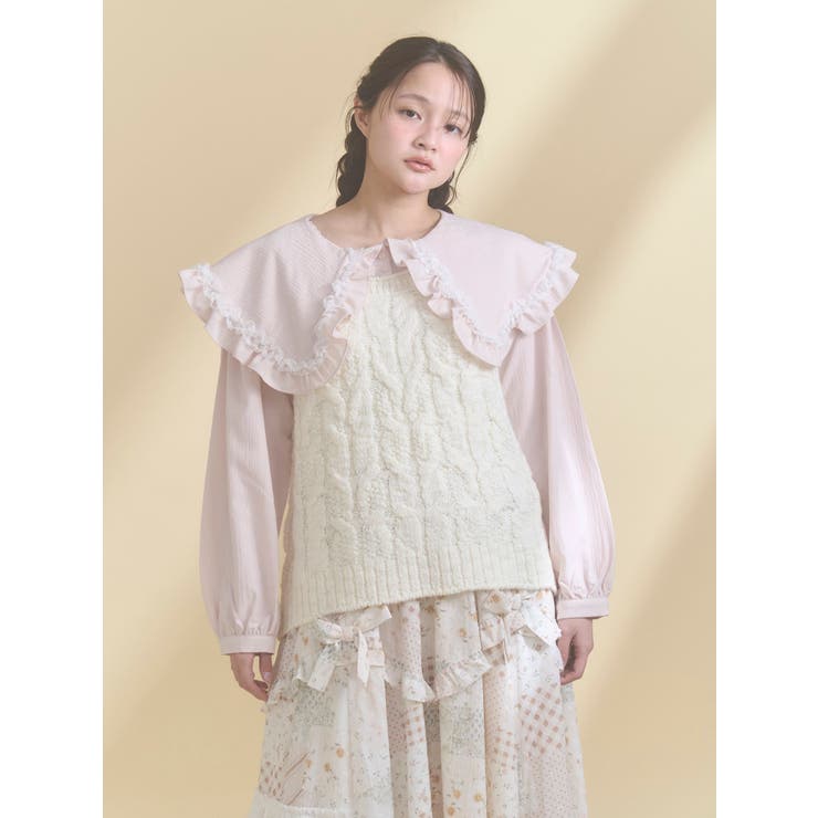 フリルカラーニットドッキングブラウス | merry jenny | 詳細画像12 