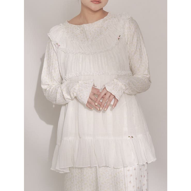 オフホワイト | シアーギャザーチュニック | merry jenny