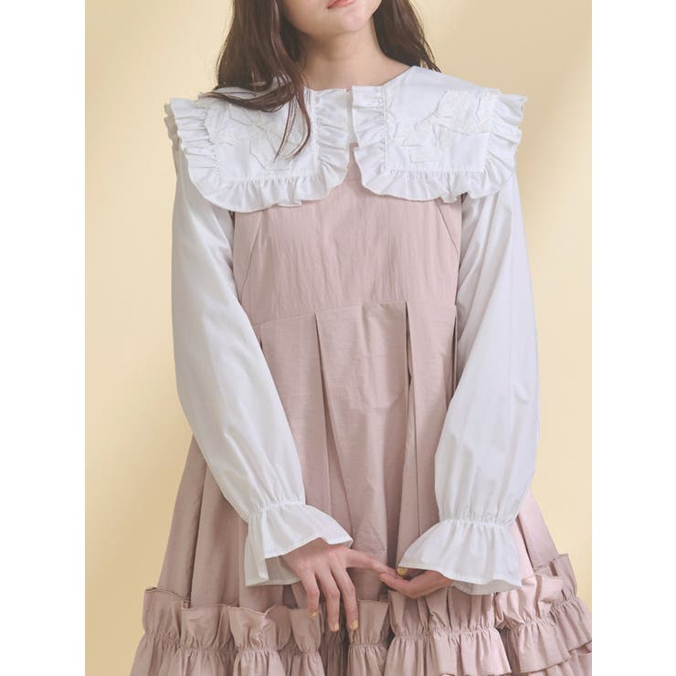 オフホワイト | ribbonフリルカラーブラウス | merry jenny