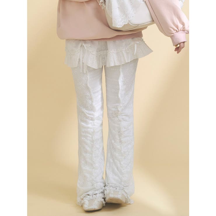 オフホワイト | lace panel pants | merry jenny