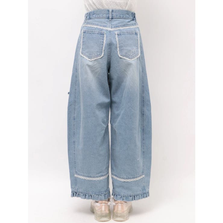 バレルレッグリボンデニムパンツ[品番：MKSW0067860]｜merry jenny