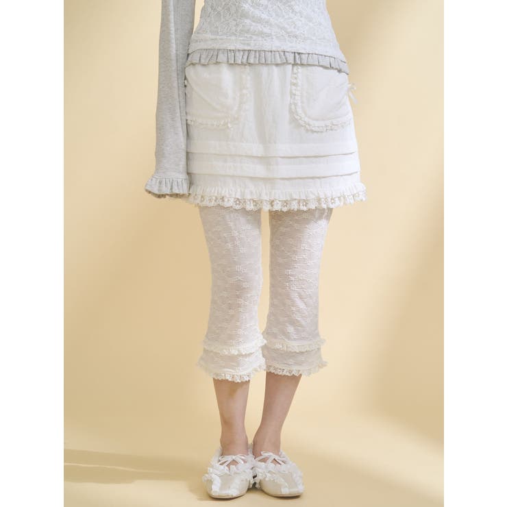 アイボリー | ストレッチレースカプリパンツ | merry jenny