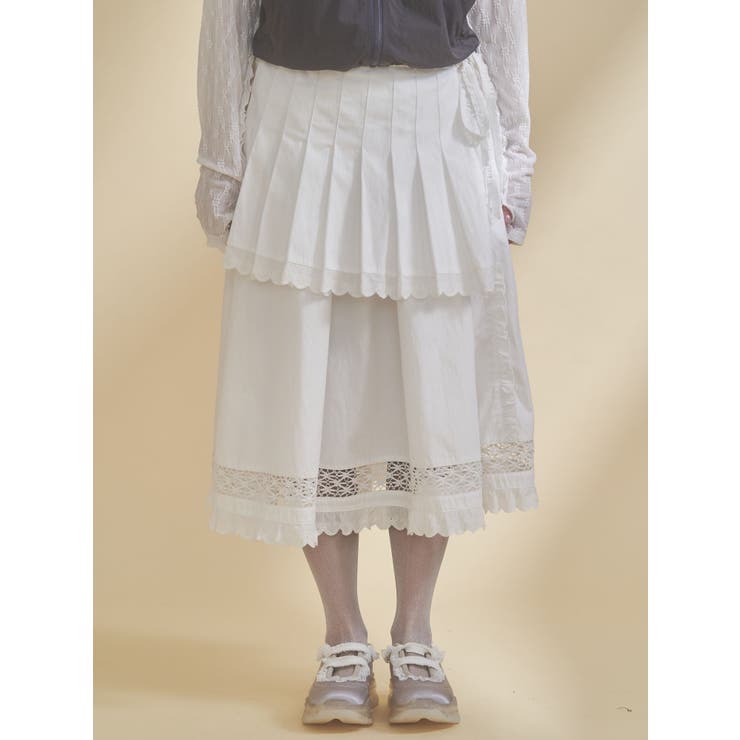 pleats apron layered skirt | merry jenny | 詳細画像1 