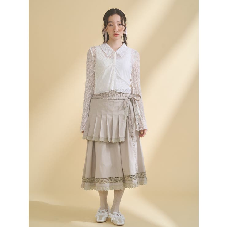 pleats apron layered skirt | merry jenny | 詳細画像12 