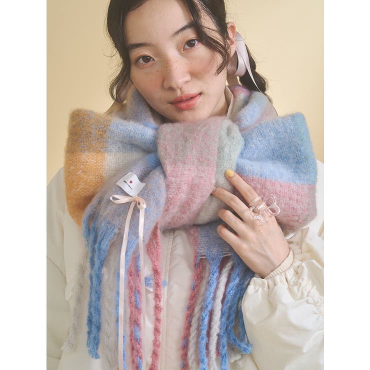 fluffy ribbonチェックマフラー | merry jenny | 詳細画像15 