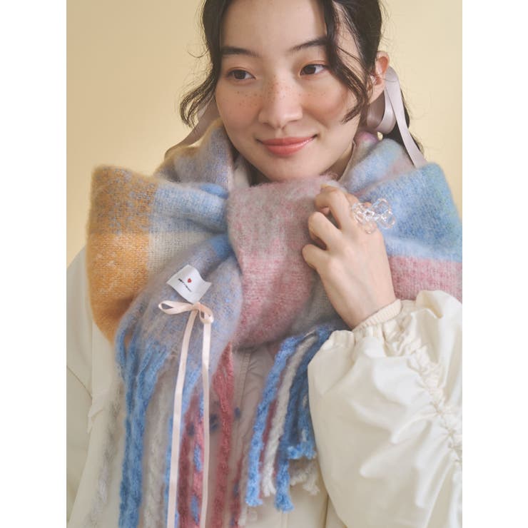 fluffy ribbonチェックマフラー | merry jenny | 詳細画像16 