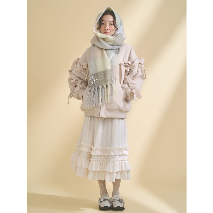 fluffy ribbonチェックマフラー | merry jenny | 詳細画像8 