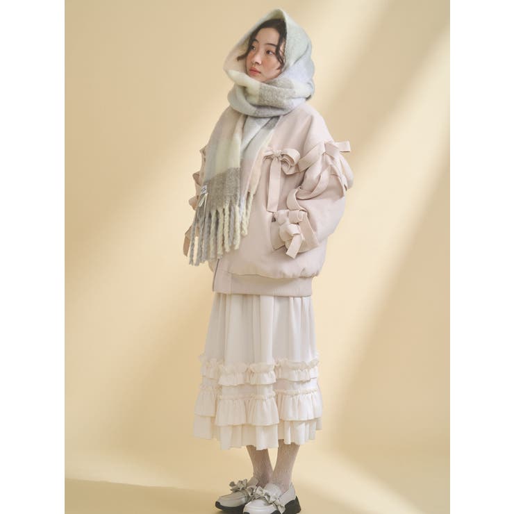 fluffy ribbonチェックマフラー | merry jenny | 詳細画像9 