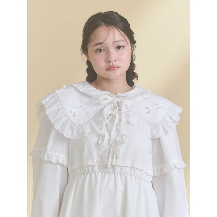 オフホワイト | remakish big collar | merry jenny