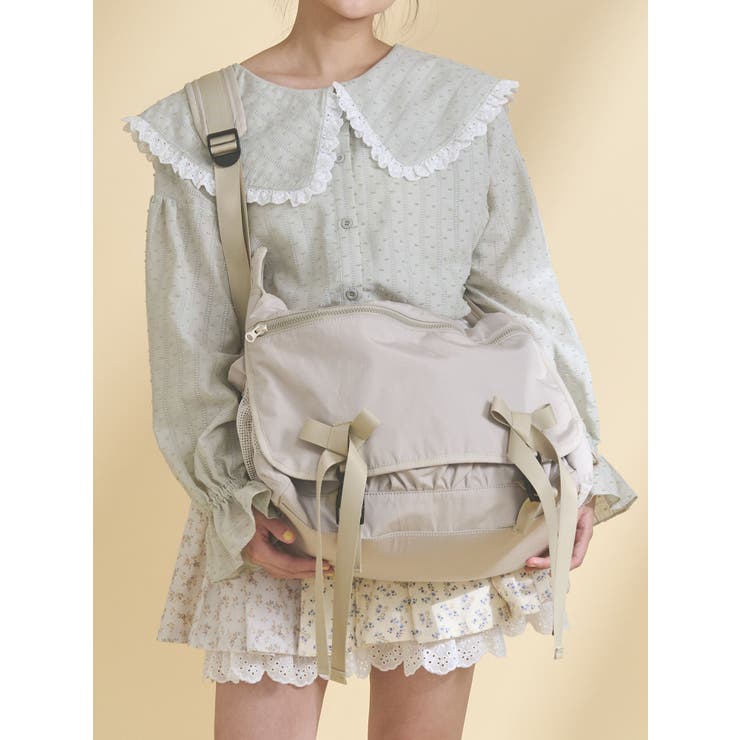 ベージュ | ribbon messenger bag | merry jenny