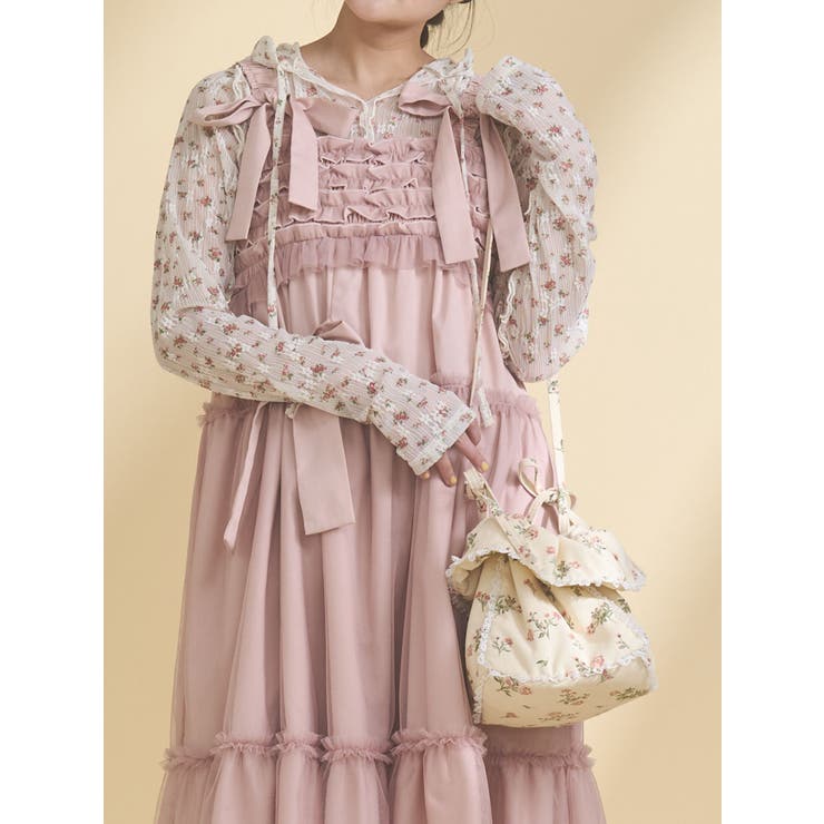 アイボリー | floral square pochette | merry jenny