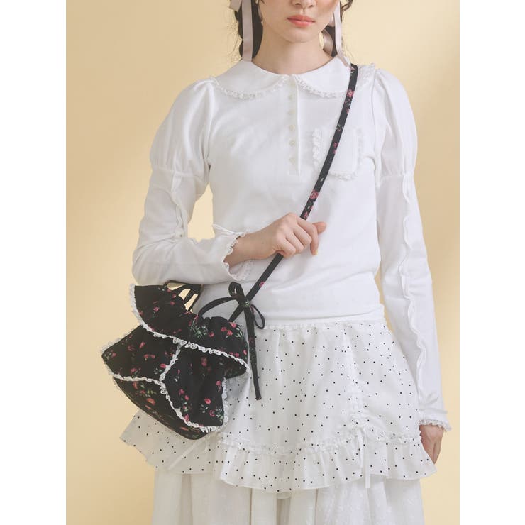 ブラック | floral square pochette | merry jenny