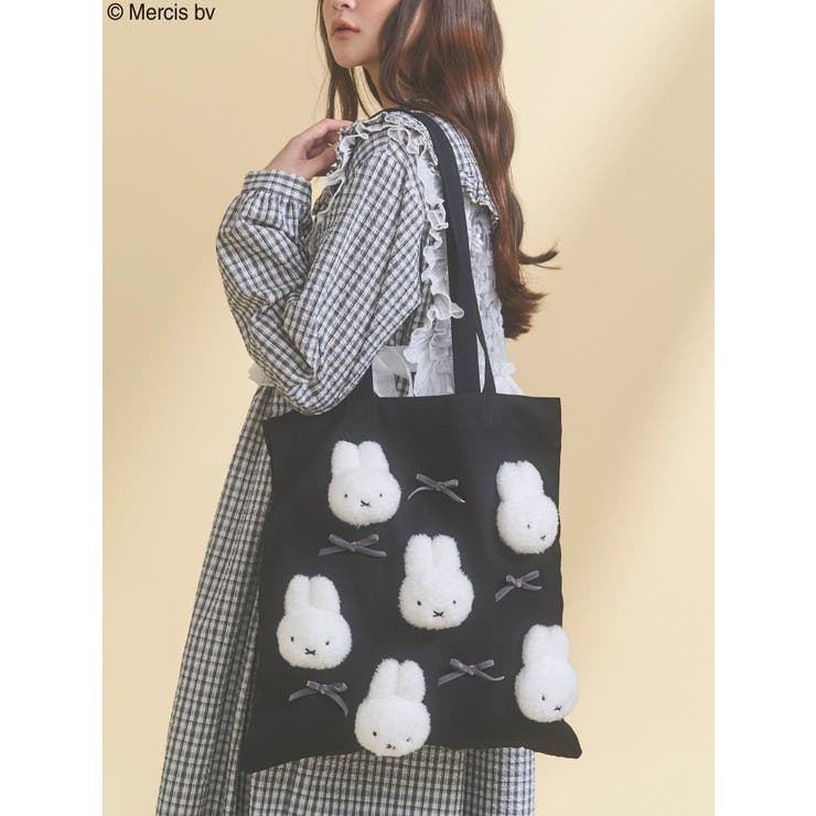 ブラック | リボンもこもこmiffyトート | merry jenny