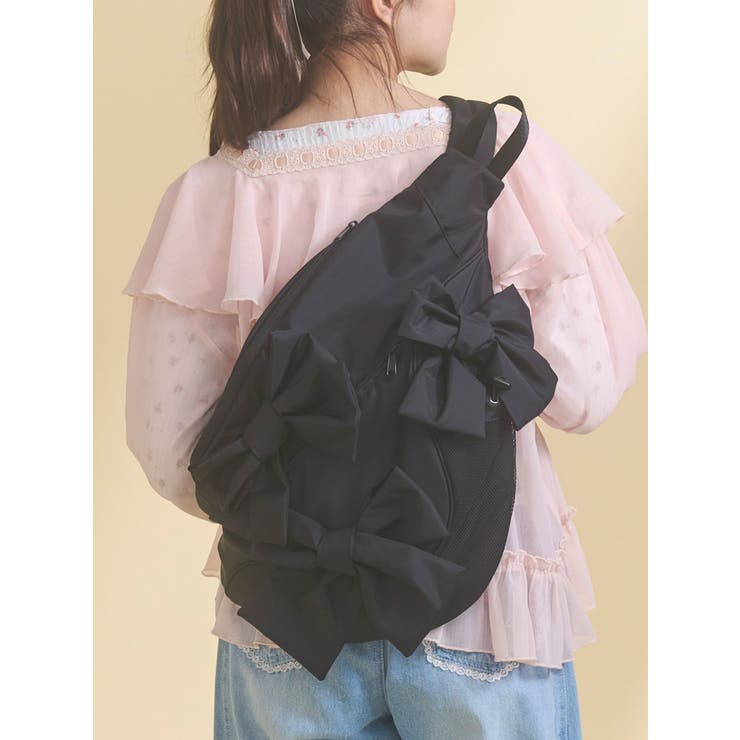 ブラック | ribbonワンショルダーバッグ | merry jenny