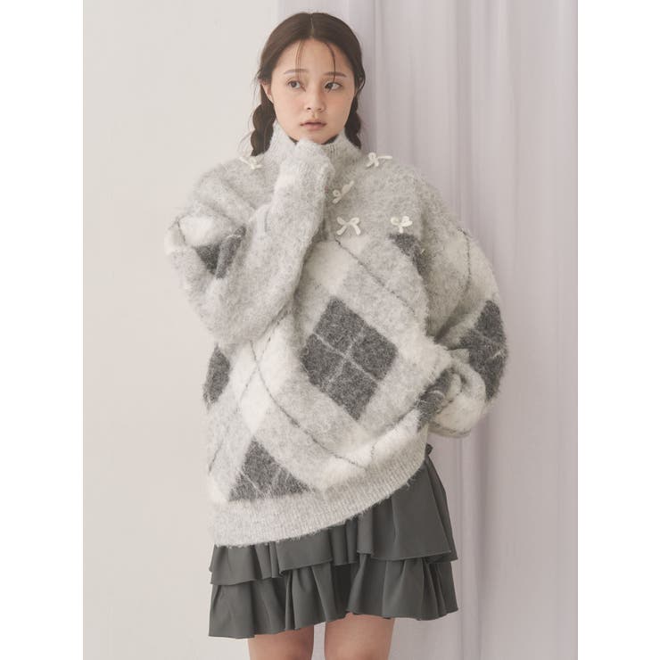 fluffyアーガイルZIPニット | merry jenny | 詳細画像10 