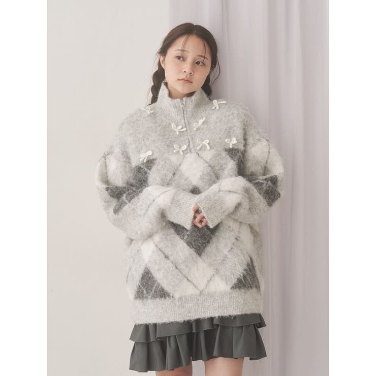 fluffyアーガイルZIPニット | merry jenny | 詳細画像11 