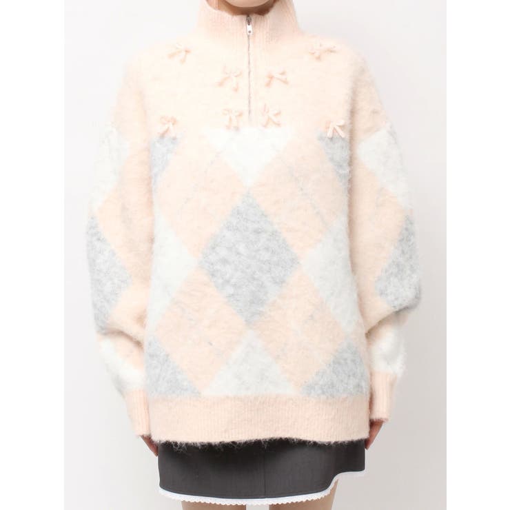 fluffyアーガイルZIPニット | merry jenny | 詳細画像14 