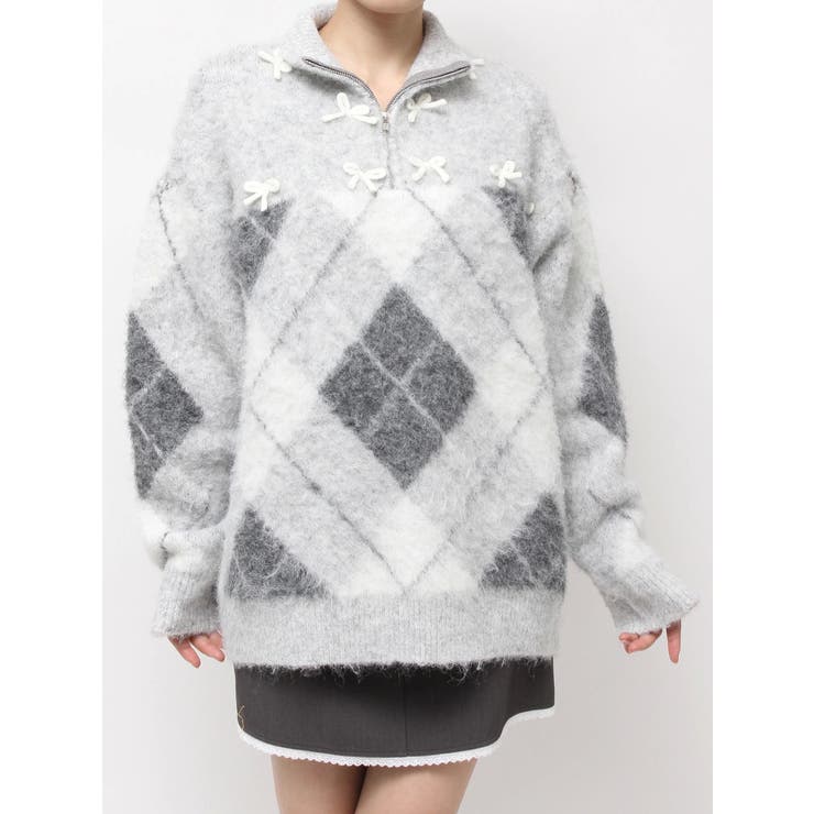 fluffyアーガイルZIPニット | merry jenny | 詳細画像21 