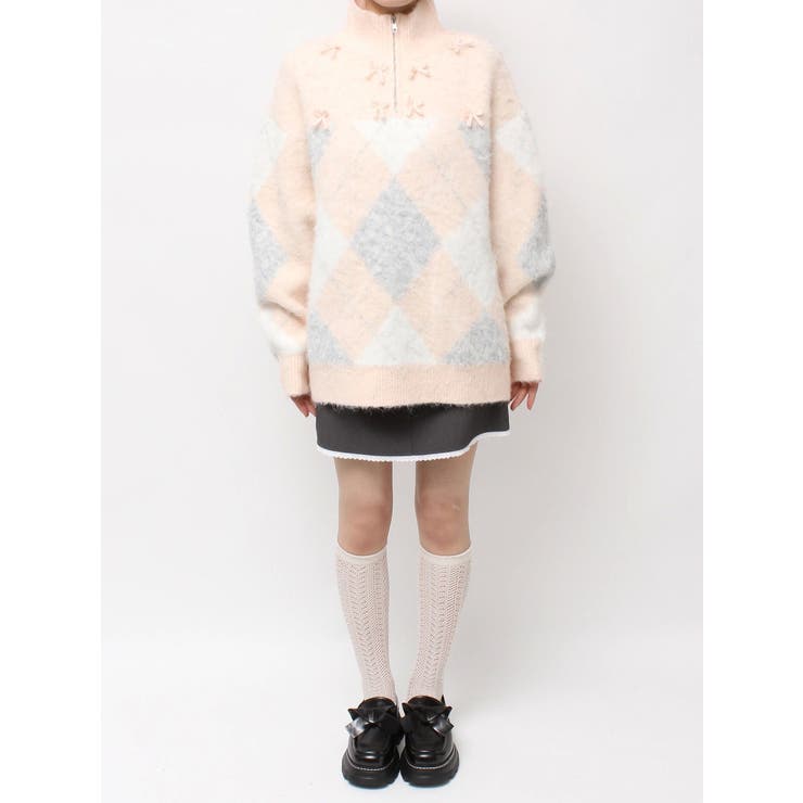 fluffyアーガイルZIPニット | merry jenny | 詳細画像22 