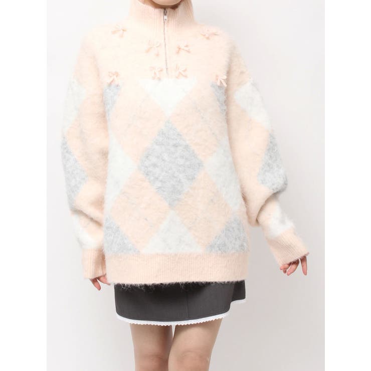 fluffyアーガイルZIPニット | merry jenny | 詳細画像26 