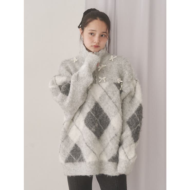 fluffyアーガイルZIPニット | merry jenny | 詳細画像7 