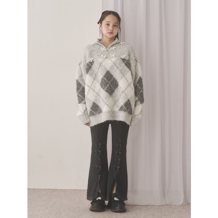 fluffyアーガイルZIPニット | merry jenny | 詳細画像8 